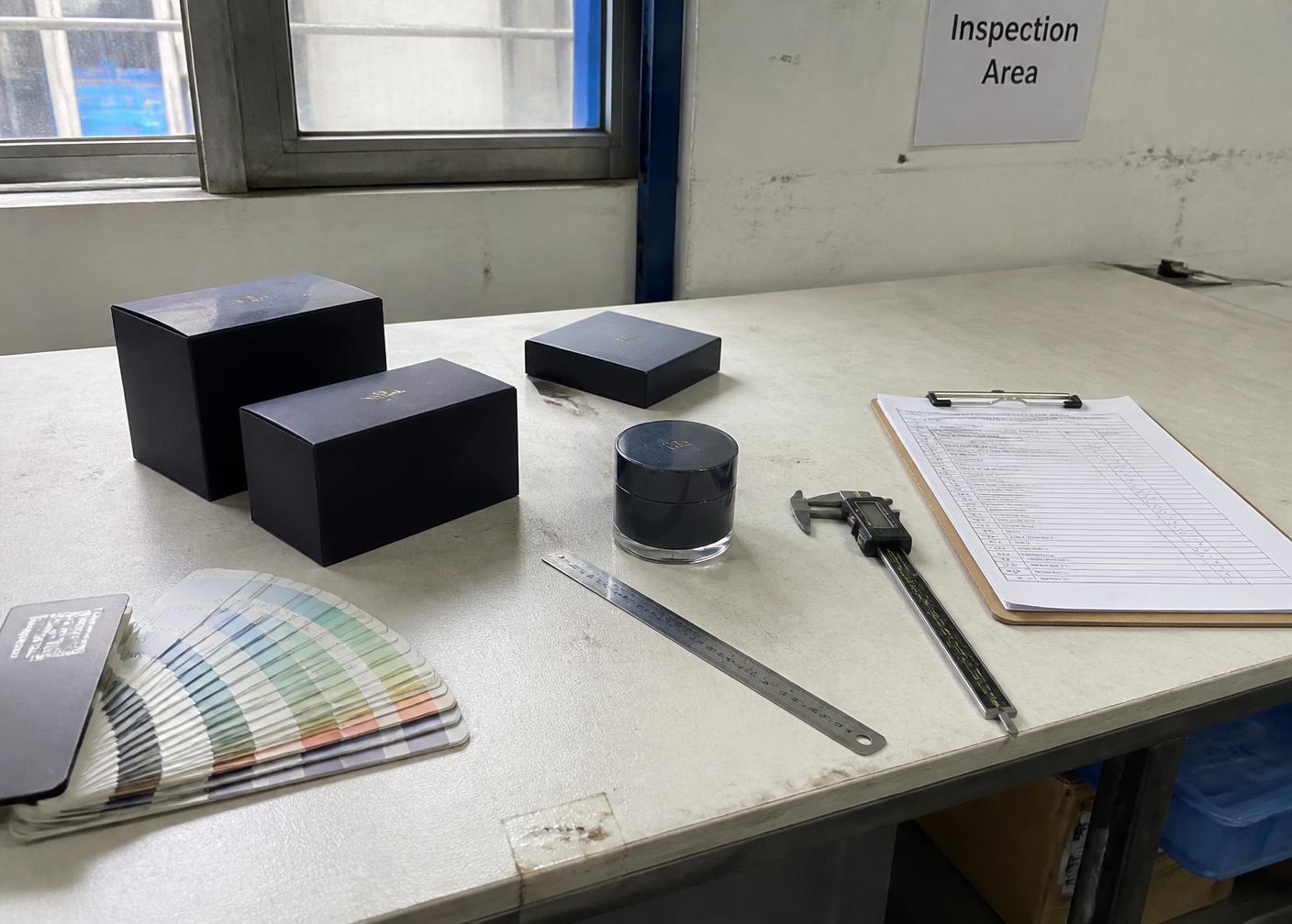 Finished product and packaging measured against a specification sheet